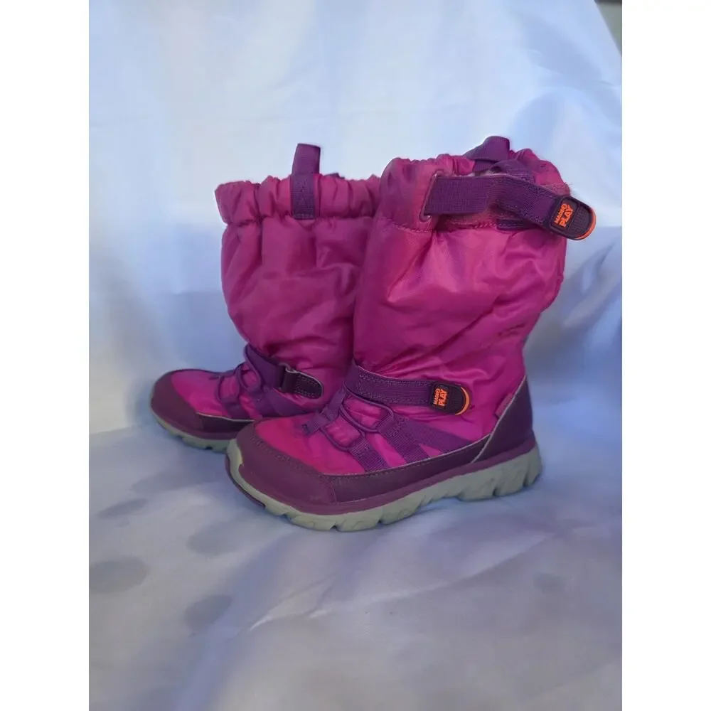 Stride Rite Made2Play Girls Pink/Purple Snow Boot Hook & Loop Faux Fur US 12